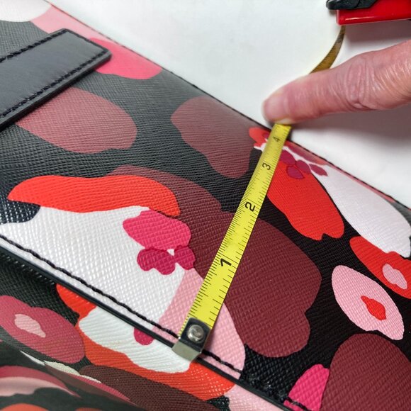 Kate Spade Floral Print Medium Shell Handbag Black, Pink, Red Rust Bag - Picture 9 of 9
